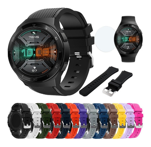 Kit 3 Correas Sport Silicon Para Huawei Watch Gt 2e Con Mica