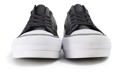 Imagen 3 de 10 de Zapatillas Urbanas Cuero Plataforma Mujer Sneaker Negras