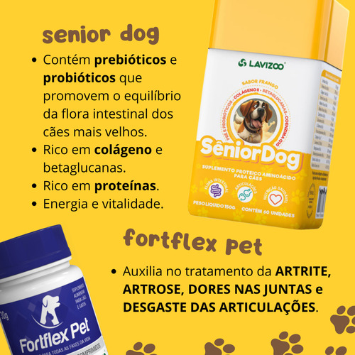 Kit Senior Dog + Fortflex Pet 30g Saúde Articular Cães Idoso