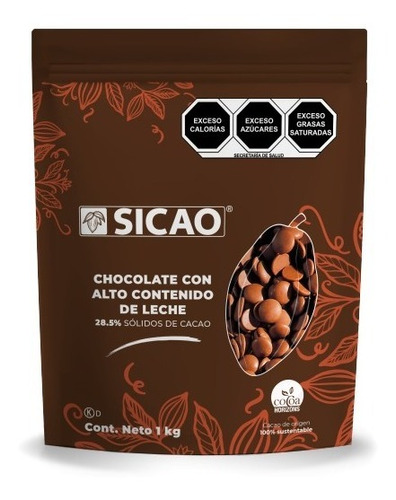 Chocolate Con Leche 28.5% Cacao De 1kg, Marca Sicao