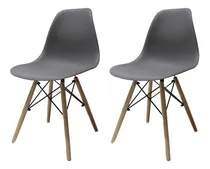 Comprar Juego de 2 sillas de comedor Charles Eiffel Eames con base de madera, marco de silla de color, mesa de comedor, silla de cocina con respaldo Charles Eames, base Fendi de madera Eiffel