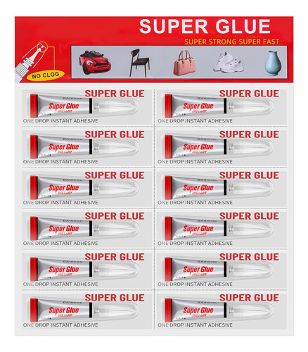 12 Paquete Super Glue Clear Y Fuerte Adhesivo Supergle Gel S
