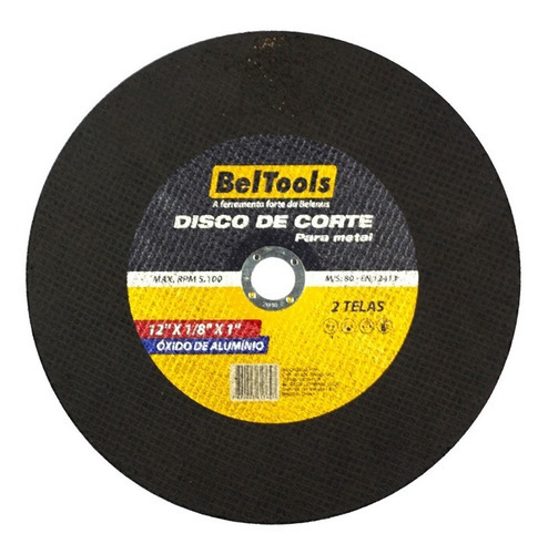 Kit C/ 5 Disco De Corte Ferro 12x1/8 X 1 Pol Beltools