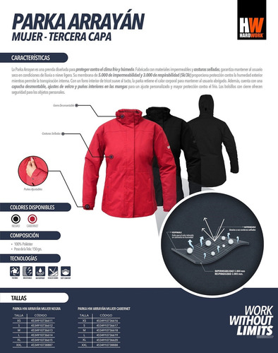 Parka Hw Arrayan Mujer Cabernet Impermeable