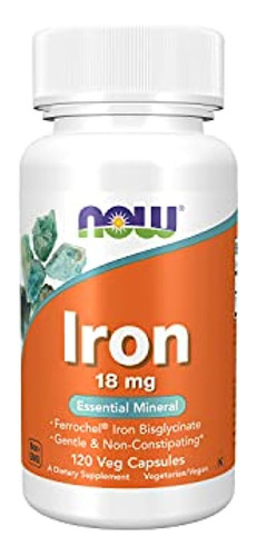 Now Supplements, Iron 18 Mg, Antiestreñimiento, Essential Mi