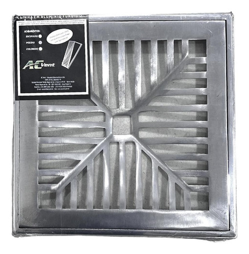 Grelha De Aluminio Com Porta Grelha Concava 15x15cm