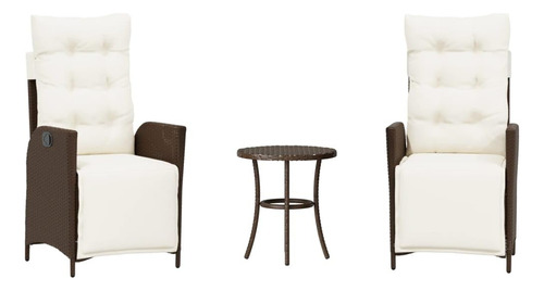 Vidaxl 3-piece Bistro Set With Reclining Chairs Brown Poly