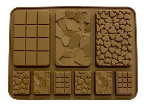 Molde Silicona Chocolate Tableta Corazon Craquelada Flores