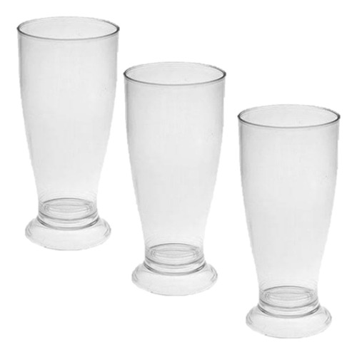 Kit 3 Copos Mini Tulipa Acrílico Transparente 220ml Chopp