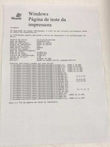 Impressora Empresarial Sharp Al-1655cs 110v Ler Descrição