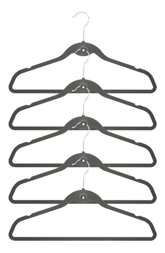 Imagem 5 de 8 de 80 Cabides Slim Finos Veludo Antideslizantes Cinzas Begônia