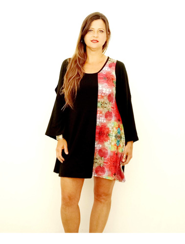 Vestido Jujuy Evasé Catuna, Talles Grandes -negro,