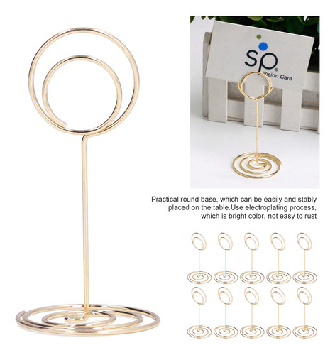 Photo Holder 10pcs Table Number Round Base Electroplating