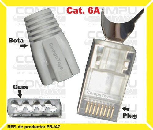Imagen 1 de 6 de Plug Rj-45 Modular+ Bota Cat-6a Ftp Ref: Prj47 Computoys Sas
