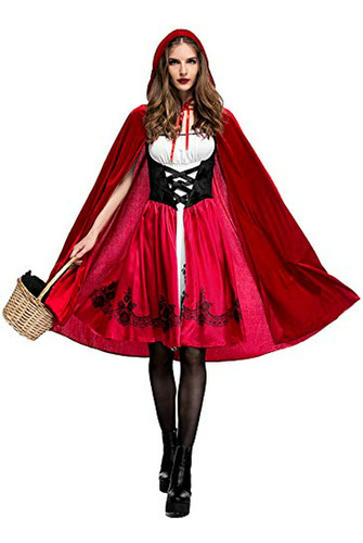 Disfraz Caperucita Roja Para Mujer, Capa De Halloween Cosplay