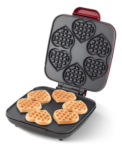 Maquina Para Hacer 6 Waffles En Forma De Corazon Dash Roja