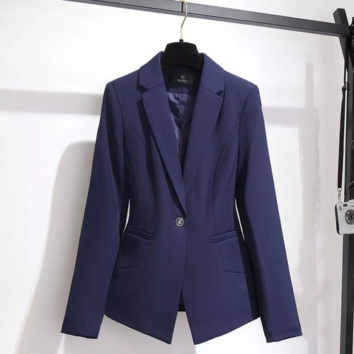 Saco Blazer Dama Work Oficina Formal Azul Negro Confort Fit