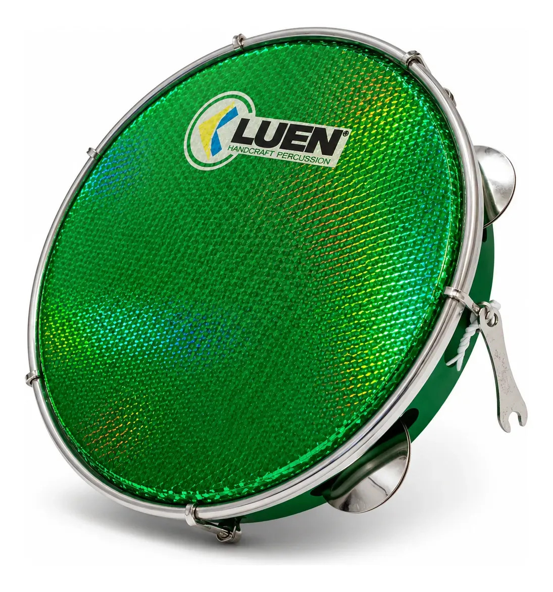Pandeiro 10 Abs Verde Pele Holográfica Luen