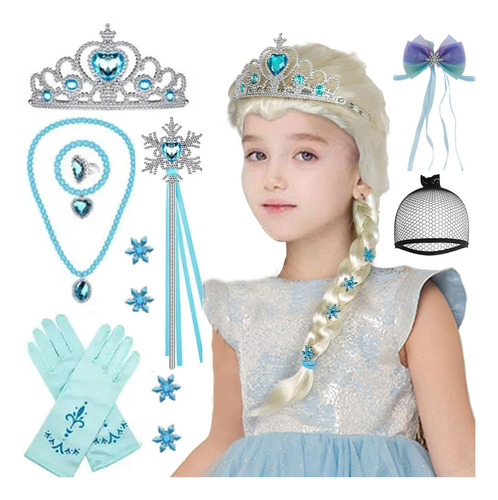 Anogol Gorro De Peluca 13 Piezas De Peluca De Princesa Elsa