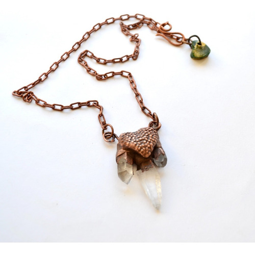 Imagen 4 de 10 de Collar Corazon Con Piedra Natural Cuarzo Cristal, Cod1