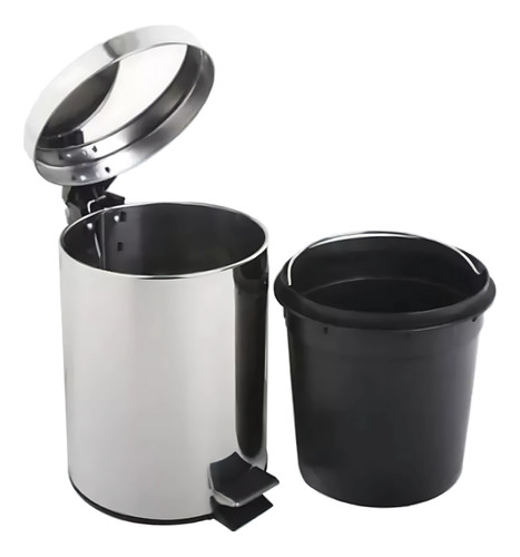 Lixeira Inox Redonda Multiuso Com Pedal Com Tampa - 5 Litros
