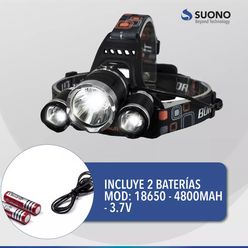 Linterna Minero Led Cabeza Vincha 5000 Lum Cob Cree Recarga Color de la linterna Negro Color de la luz Blanco