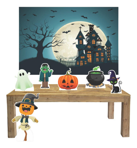 Kit Display Mdf Halloween 06 Peças + Painel Grande