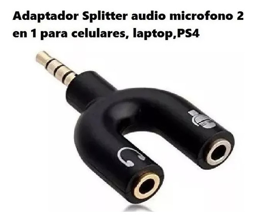 Divisor Sonido Microfono Audifono Adaptador 3.5 Mm Audio Pc