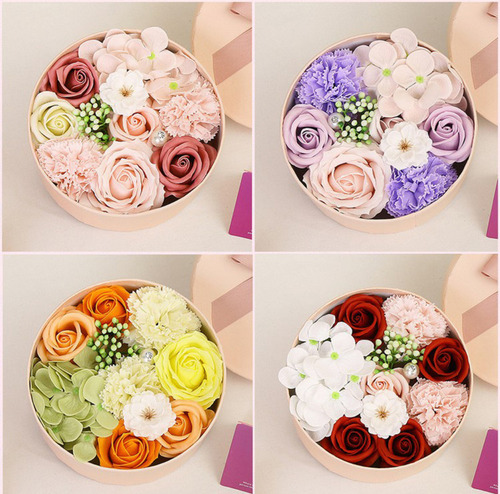Conjunto Para Presente De Sabonete Floral, Laranja