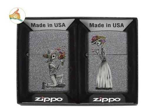 Encendedores Zippo Day Of Dead Skulls Set / Lamanoworld 