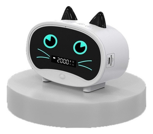 Bocina Linda Bluetooth Con Reloj Despertador Forma De Gato L