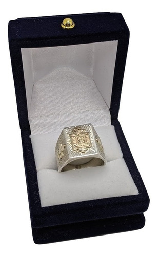 Anillo Plata Y Oro Hombre Profesion Policia Y Apliques