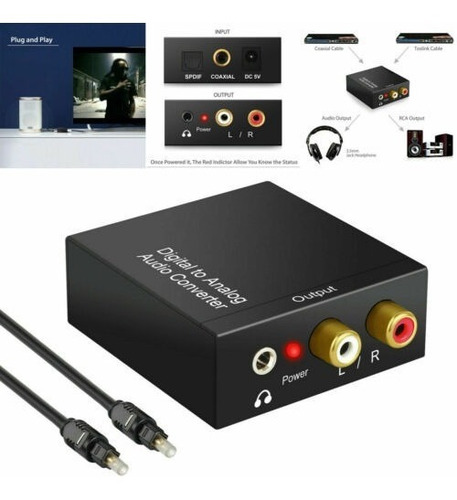 Conversor Audio Digital Fibra Optica A Rca O Auricular 3,5mm