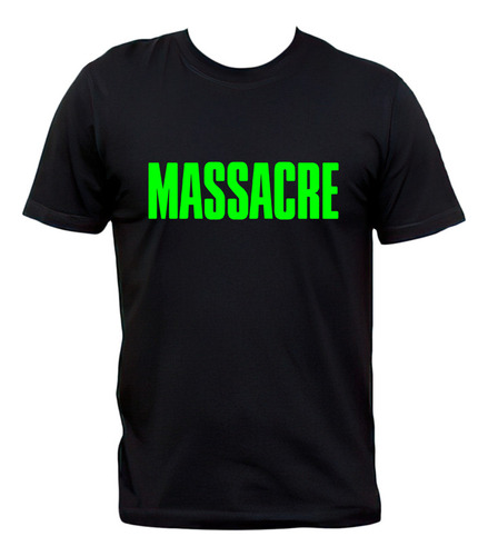 Remera Negra Massacre Logo Rock Nacional 100% Algodón