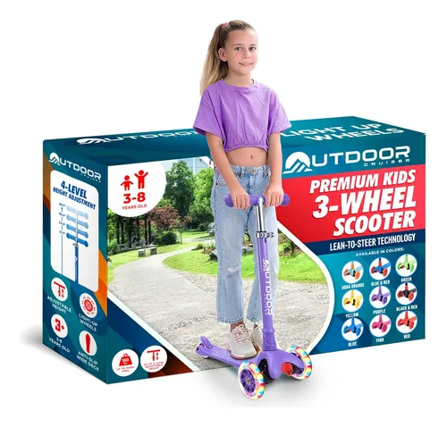 comprar Scooter Infantil 3 Ruedas, Con Luz Led, Ajustable, Para 3-8