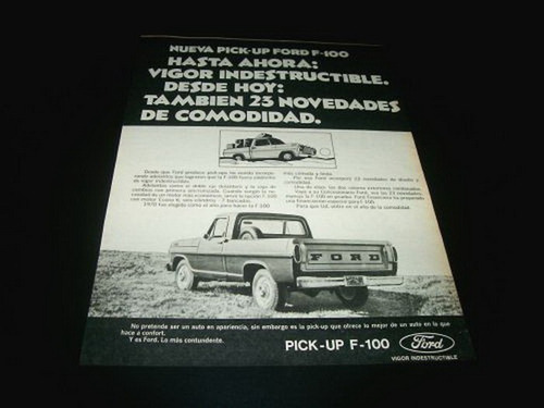 (pa222) Publicidad Clipping Pickup Ford F-100 * 1969