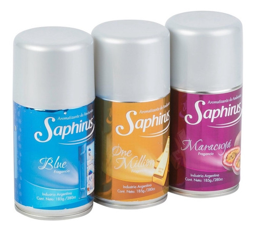 Imagen 2 de 6 de Repuesto Aromatizador Saphirus 3200 Disparos X 6 Fragancias