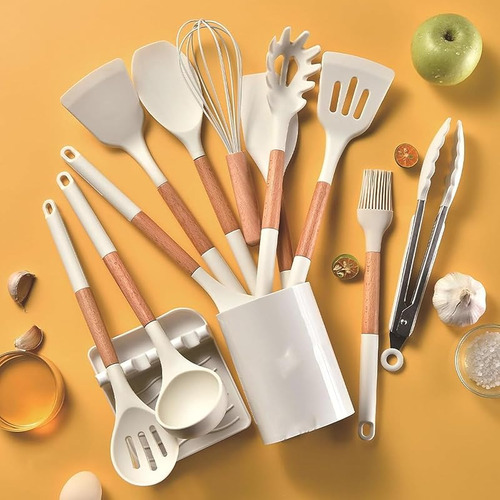 Juego De Utensilios De 19 Piezas | Espátulas Con Cuchillos Y