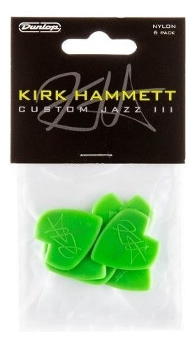 Plumillas Dunlop Kirk Hammet Jazz Iii 47pkh3n Color Verde