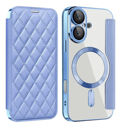 Funda Para iPhone 16, Lujosa Carcasa De Rejilla, Protección Contra Caídas, Antirrobo, De Piel Con Tapa, Tarjetero, A Prueba De Golpes