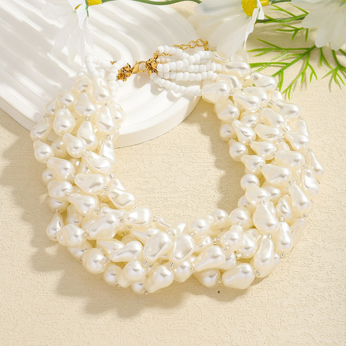 Collar Multicapa De Perlas De Imitación Con Cuentas Hechas A