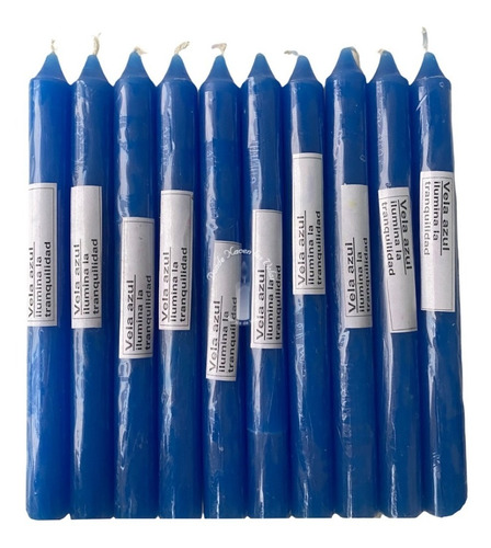 Velas Lisas Azul Esotericas Pack De 10