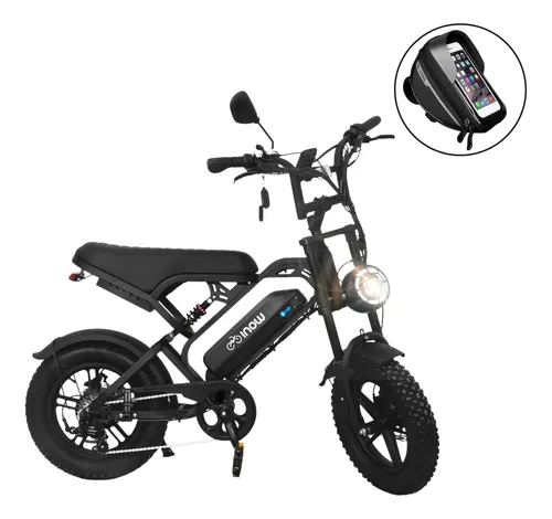 Bike elétrica Inow V20 Mini preta estilo autopropelido compacto