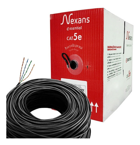 Cabo De Rede Cat5e Nexans Essential Preto 24awg 305 Metros