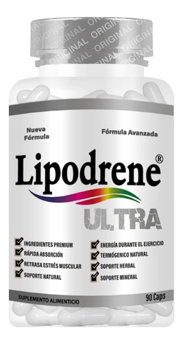 Imagen 1 de 8 de Lipodrene Ultra 90 Caps- Formula Ultra Premium- Termogenico