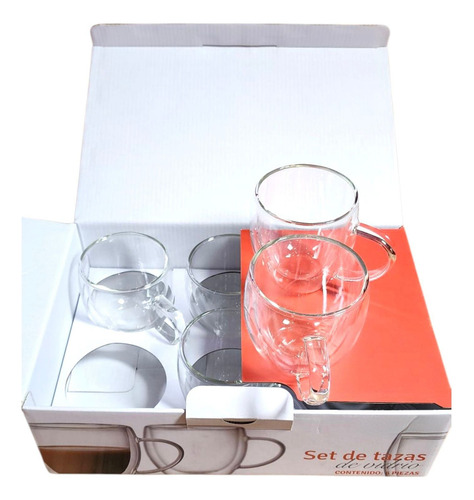6pz De Tazas De Vidrio Color Transparente Normal De Taza