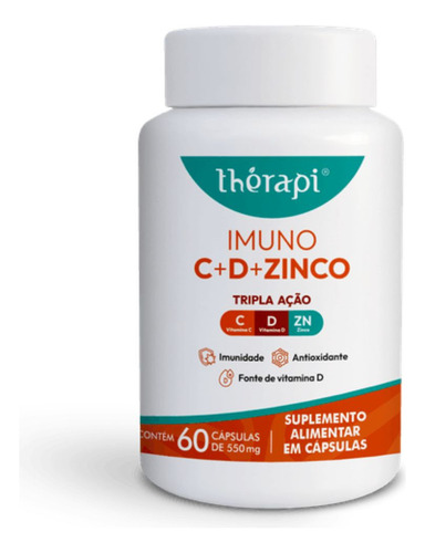Imuno C+ D + Zinco Tripla Ação 60 Capsulas 550 Mg Therapi