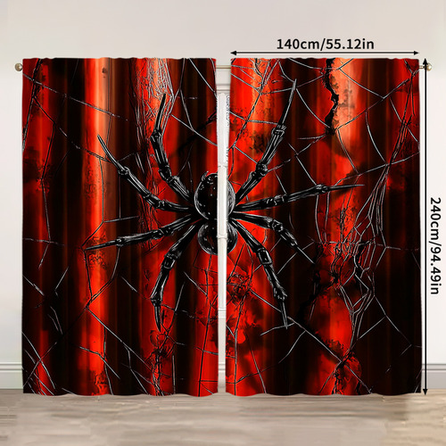 2 Peças De Impressão Plana 2d Curtain Spider Web Artwork Dig
