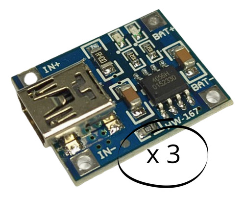 Módulo De Carga De Batería Litio Mini-usb 5v 1a Tp4056