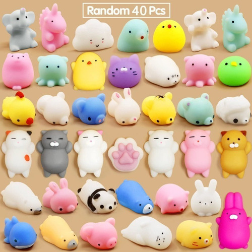 Yu 50pcs Mini Mochi Squishy Squeeze Toy Fidget Toy Kit A